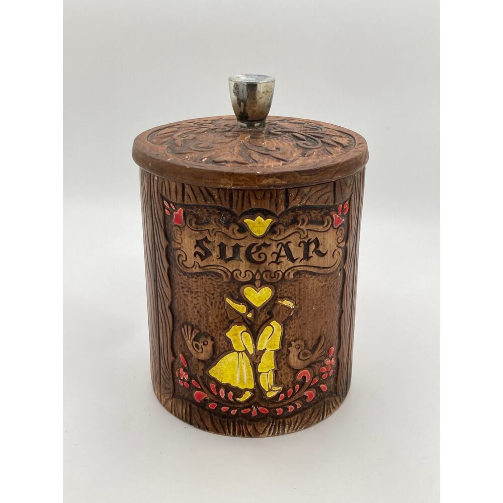 Treasure Craft “Sugar” Canister – 1962 Folk Art Pottery Made in California
